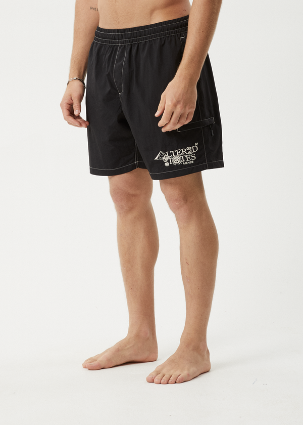 Afends Deep State - Baywatch Swim Short 18" Black