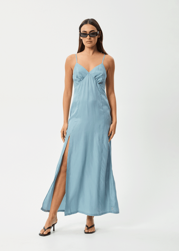 Afends Delia - Cupro Maxi Dress Ether Blue