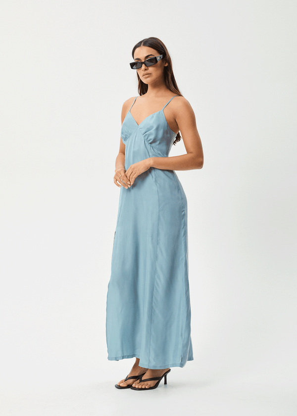 Afends Delia - Cupro Maxi Dress Ether Blue