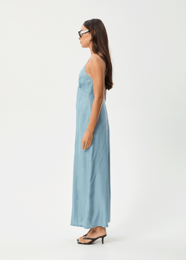 Afends Delia - Cupro Maxi Dress Ether Blue