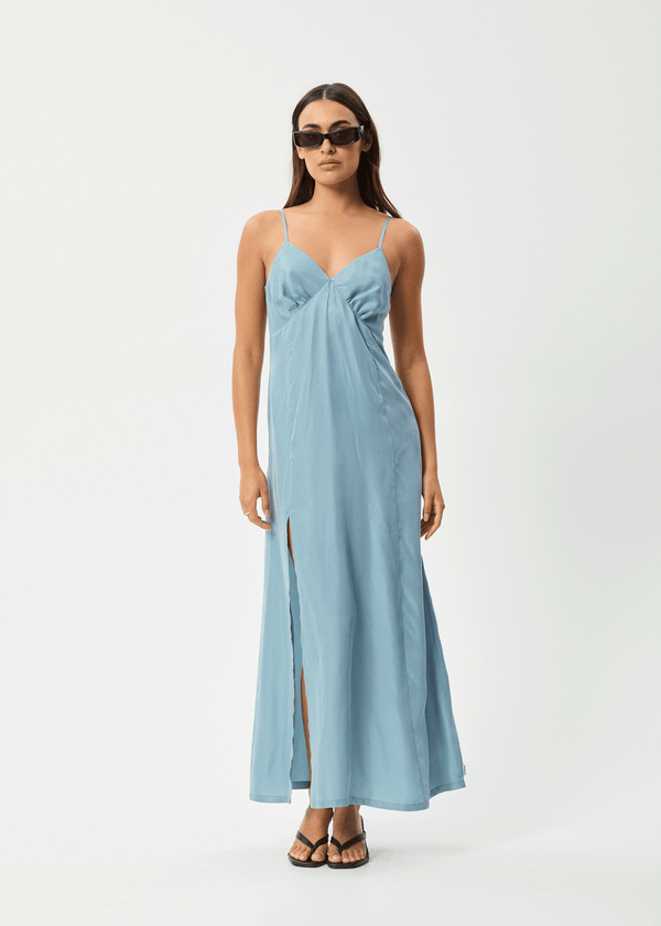afends Delia - Cupro Maxi Dress Ether Blue