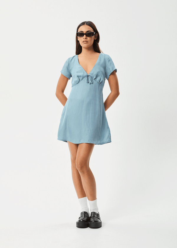 Afends Delia - Cupro Mini Dress Ether Blue