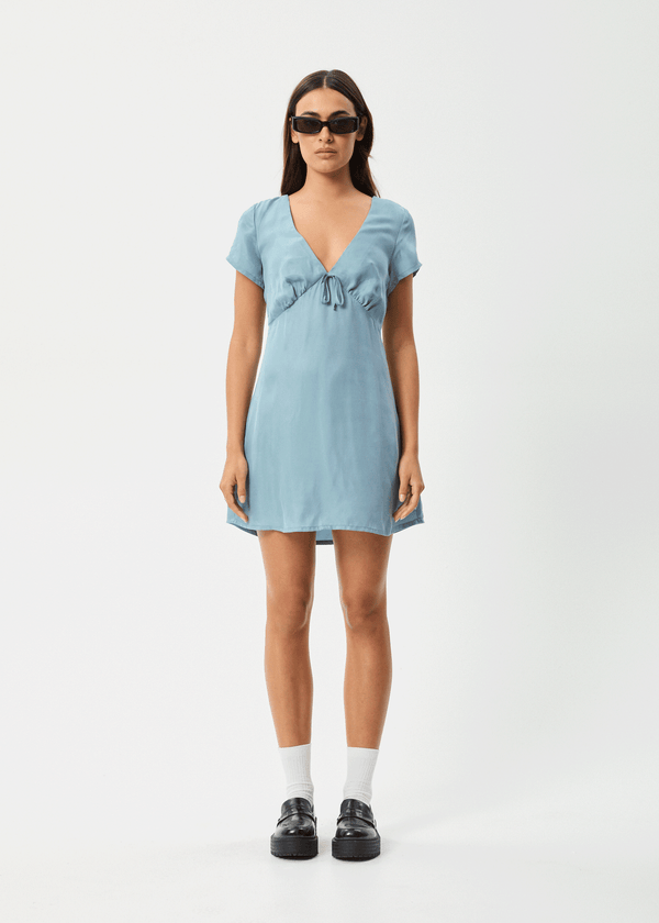 afends Delia - Cupro Mini Dress Ether Blue