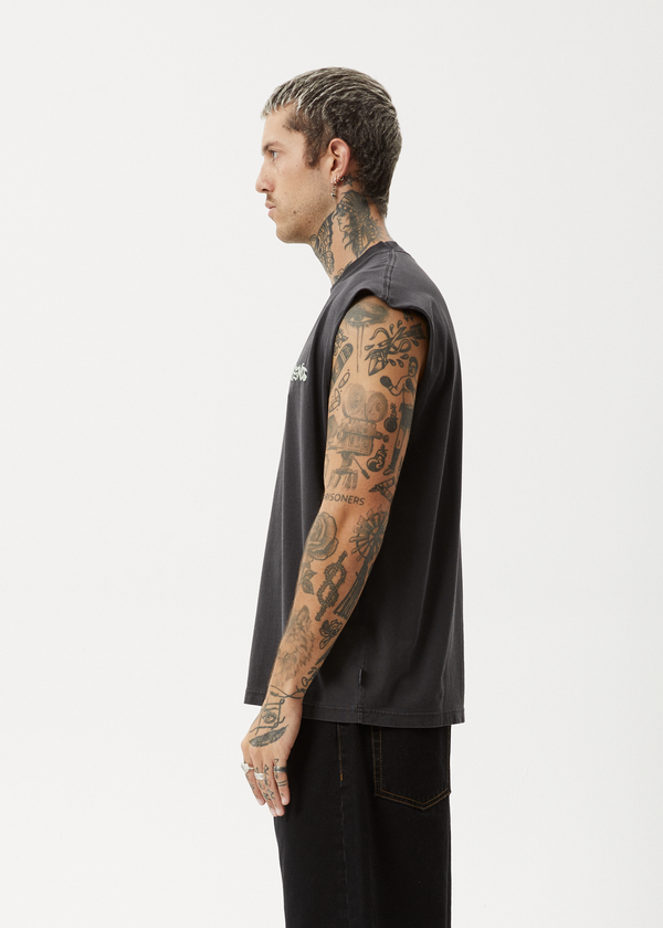Afends Destroyer - Sleeveless Tee Stone Black