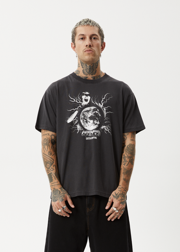 Afends Doom Gen - Boxy Tee Stone Black