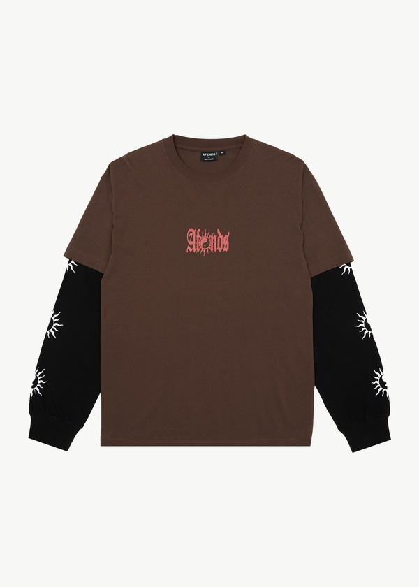 afends Double Trouble - Layered Boxy Tee Coffee