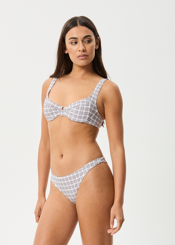 Afends Drew Check - Bikini Bottom Taupe Check