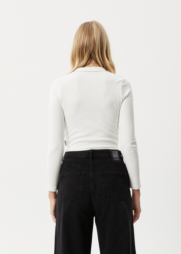 Afends Eliza - Rib Long Sleeve Shirt Off White