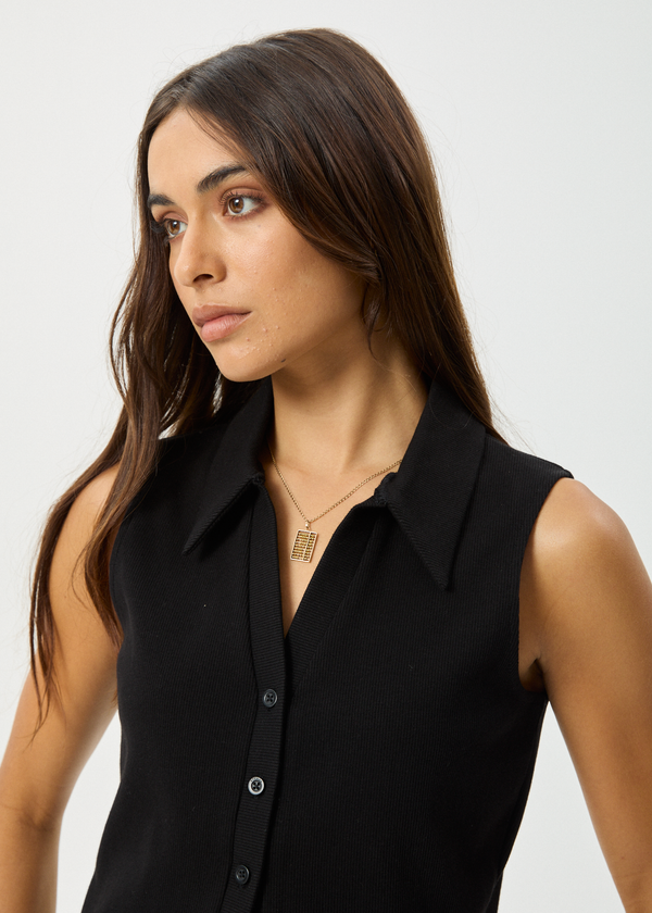 Afends Eliza - Rib Sleeveless Shirt Black