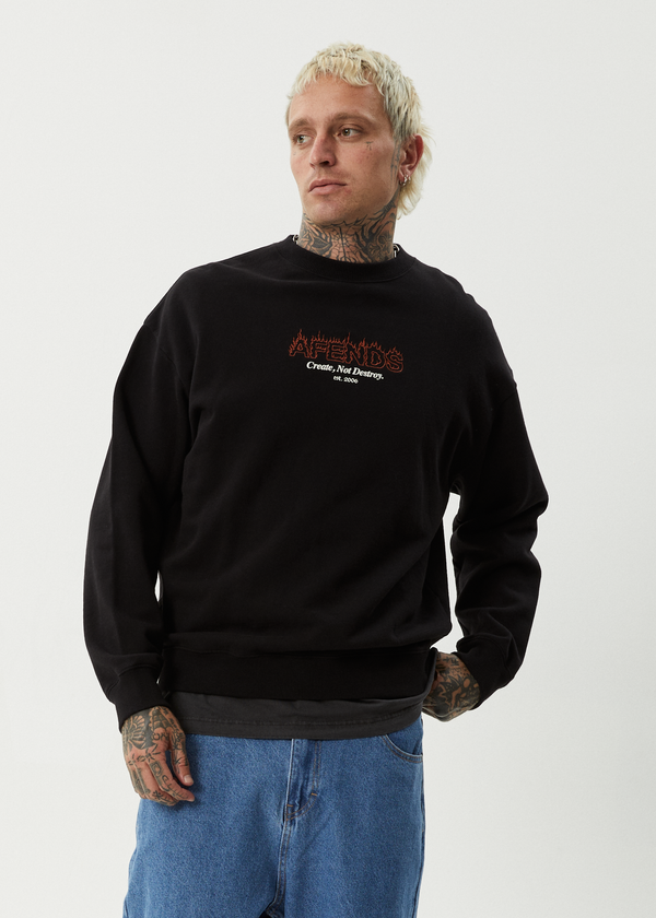Afends Ember - Crew Neck Jumper Black