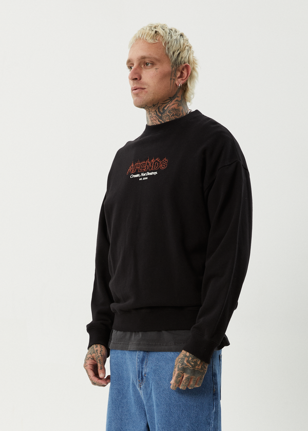 Afends Ember - Crew Neck Jumper Black
