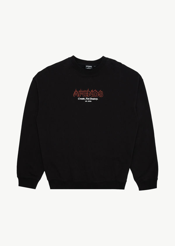 afends Ember - Crew Neck Jumper Black