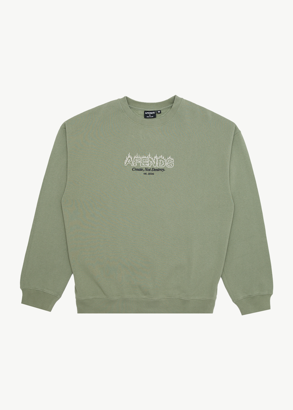 afends Ember - Crew Neck Jumper Oil Green