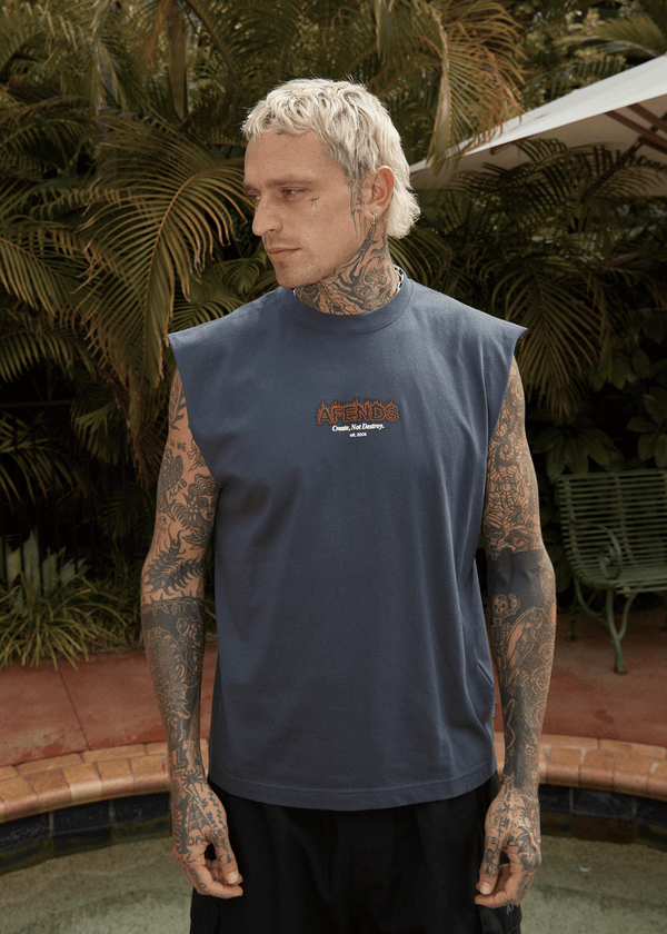 Afends Ember - Sleeveless Tee Charcoal