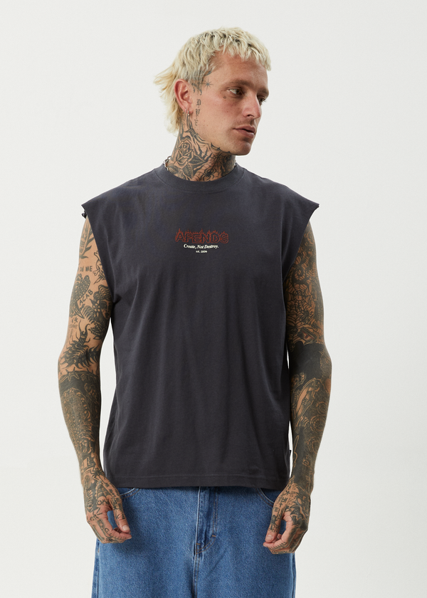 Afends Ember - Sleeveless Tee Charcoal