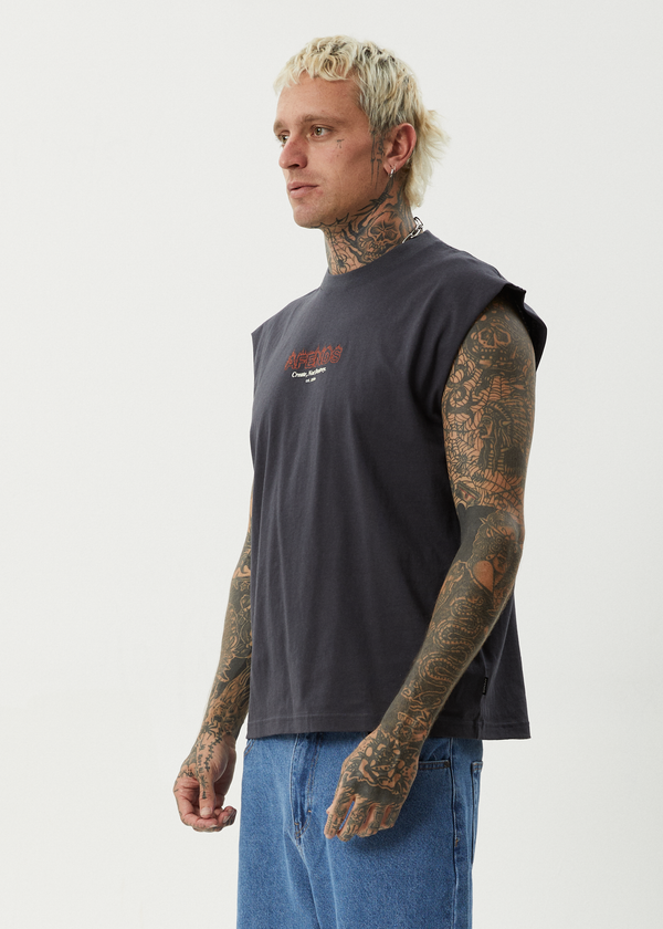 Afends Ember - Sleeveless Tee Charcoal