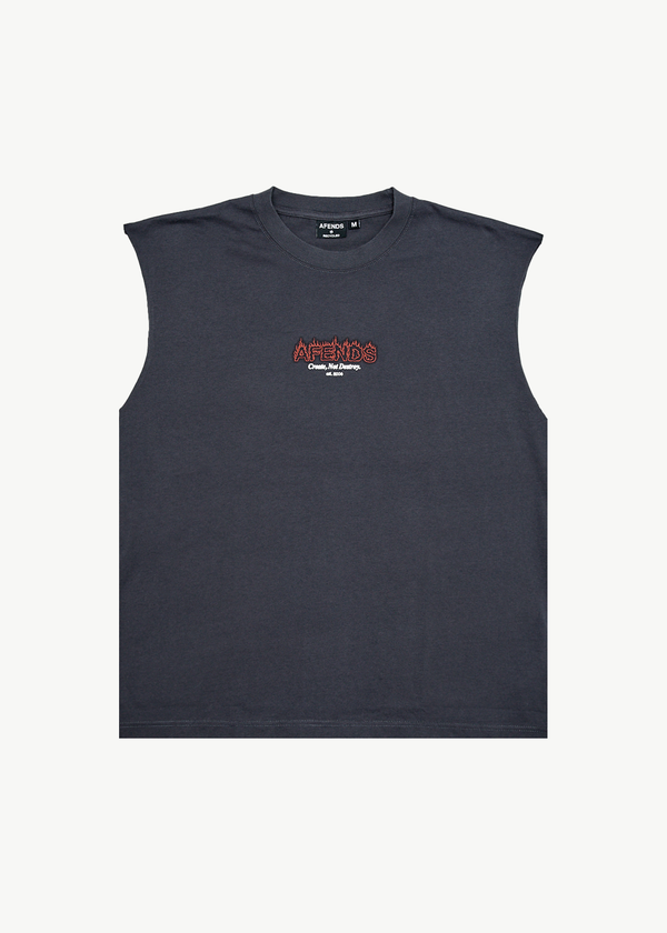 afends Ember - Sleeveless Tee Charcoal