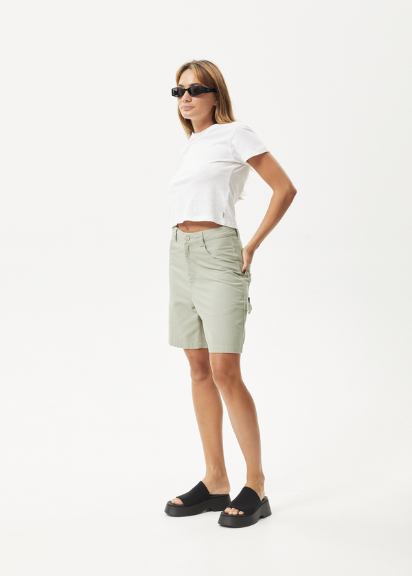 Afends Emilie - Canvas Workwear Short Eucalyptus