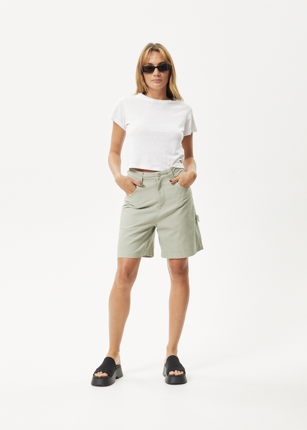 afends Emilie - Canvas Workwear Short Eucalyptus