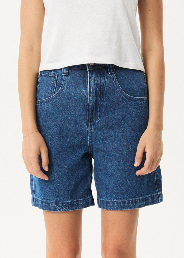 Afends Emilie - Denim Workwear Short Authentic Blue