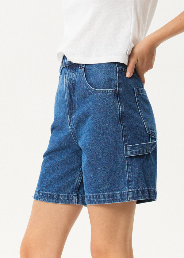 Afends Emilie - Denim Workwear Short Authentic Blue