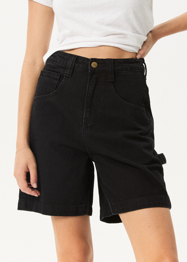 Afends Emilie - Denim Workwear Short Washed Black
