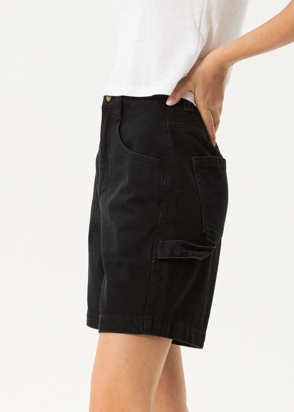 Afends Emilie - Denim Workwear Short Washed Black