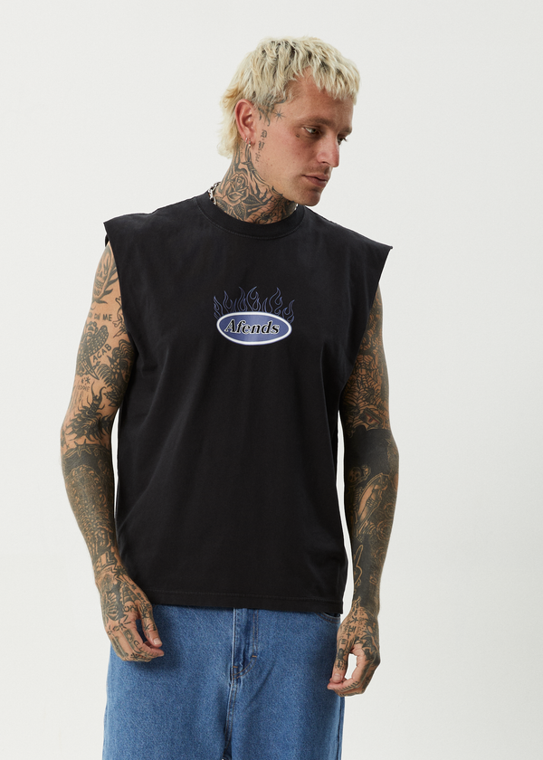 Afends Fast Forward - Sleeveless Tee Stone Black