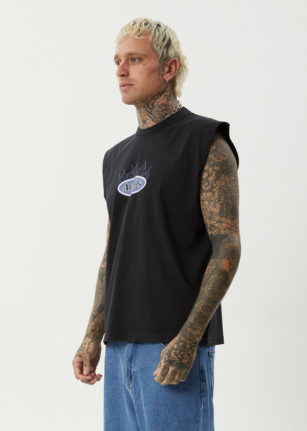 Afends Fast Forward - Sleeveless Tee Stone Black