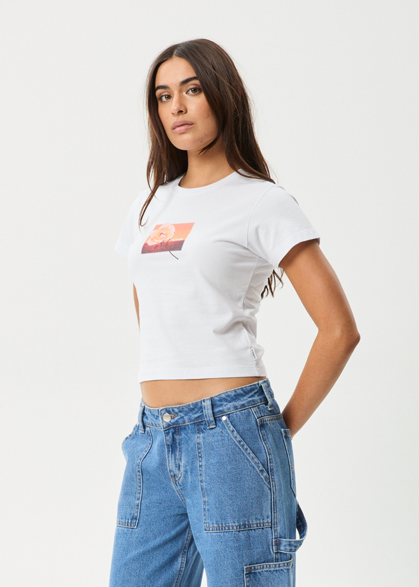 Afends Film - Baby Tee White
