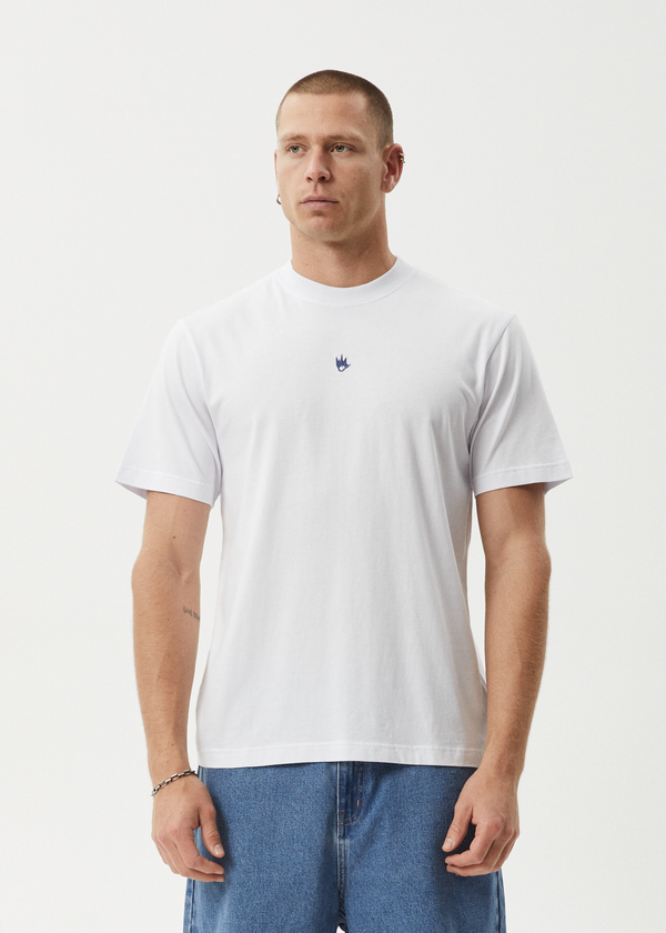 Afends Flame - Retro Tee White / Blue