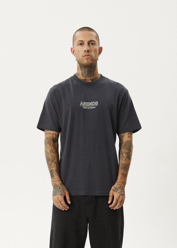 Afends Flatline - Retro Tee Charcoal