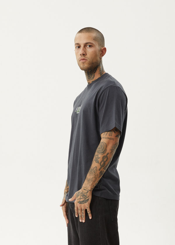 Afends Flatline - Retro Tee Charcoal