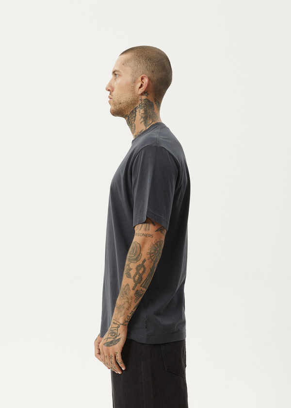 Afends Flatline - Retro Tee Charcoal