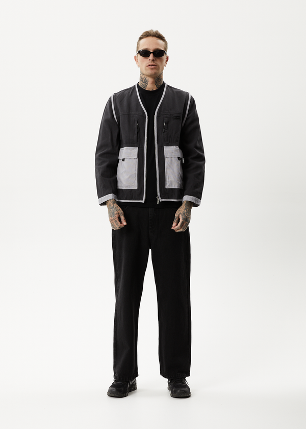 Afends Foreword - Unisex Convertible Jacket Charcoal