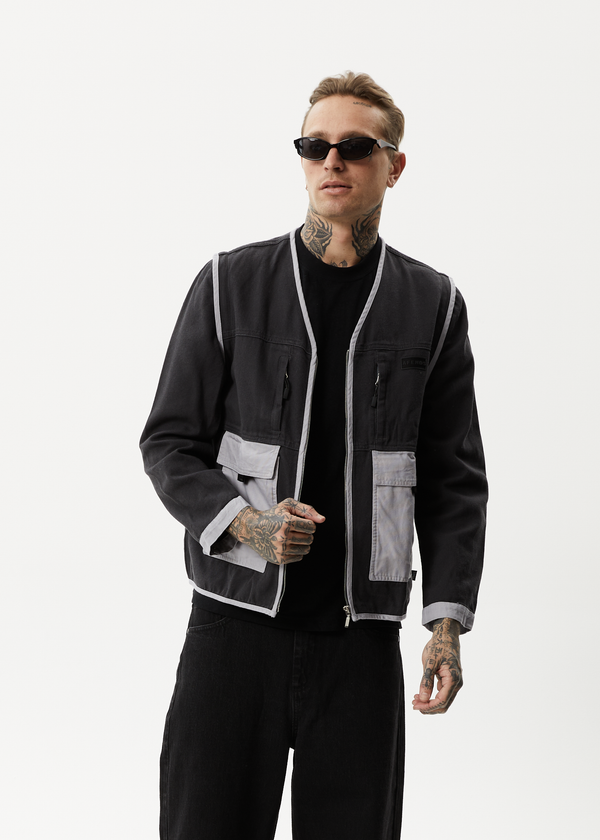 Afends Foreword - Unisex Convertible Jacket Charcoal