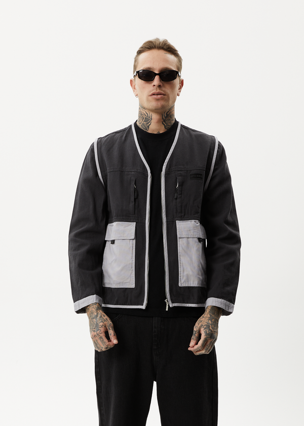 afends Foreword - Unisex Convertible Jacket Charcoal
