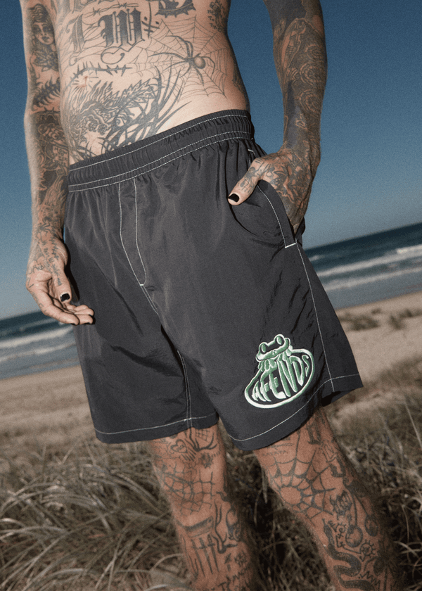 Afends Frogga - Baywatch Swim Short 18" Black