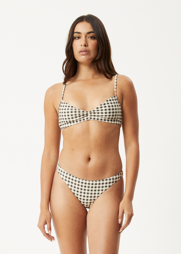 afends Gambet - Check Bikini Top Black / Sand