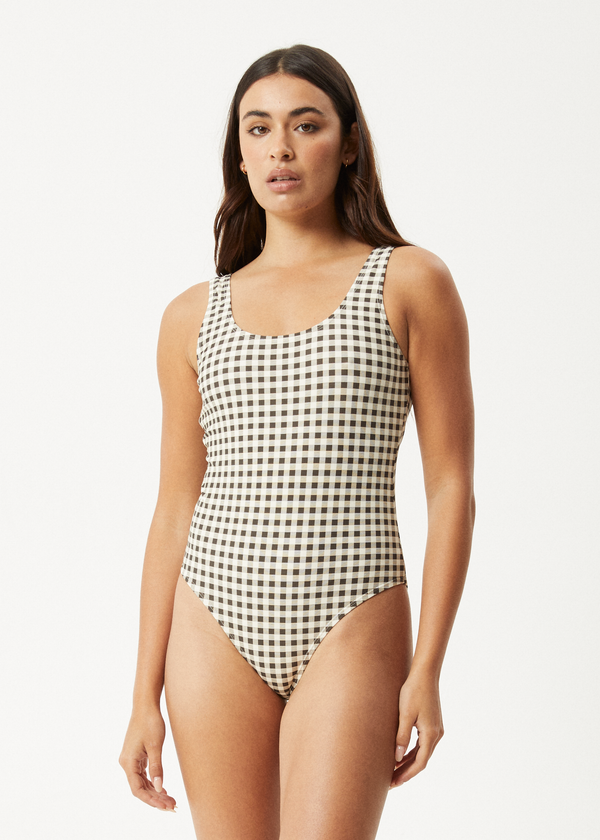 afends Gambet - Check One Piece Black / Sand