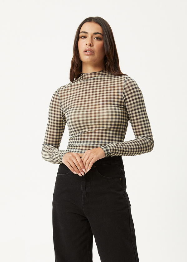 Afends Gambet - Sheer Long Sleeve Top Black / Sand