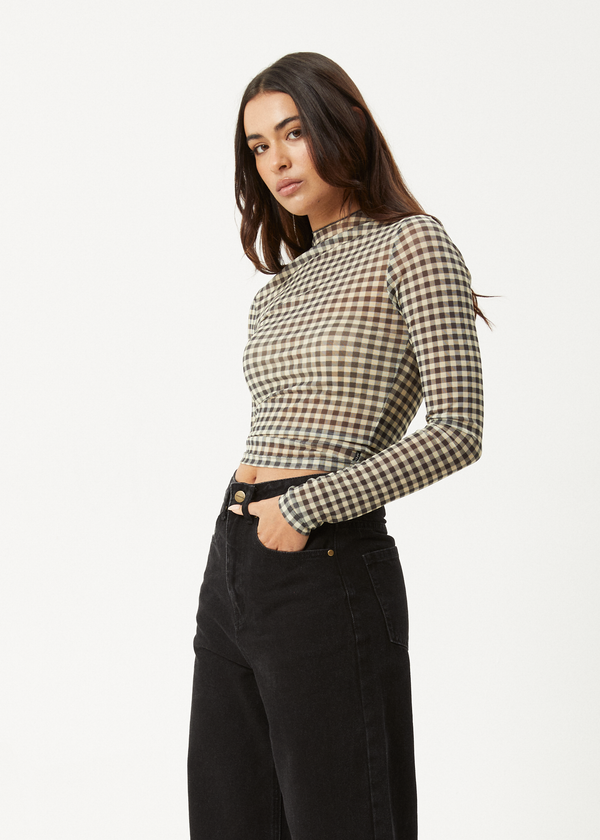 Afends Gambet - Sheer Long Sleeve Top Black / Sand