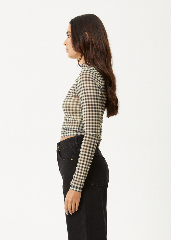 Afends Gambet - Sheer Long Sleeve Top Black / Sand
