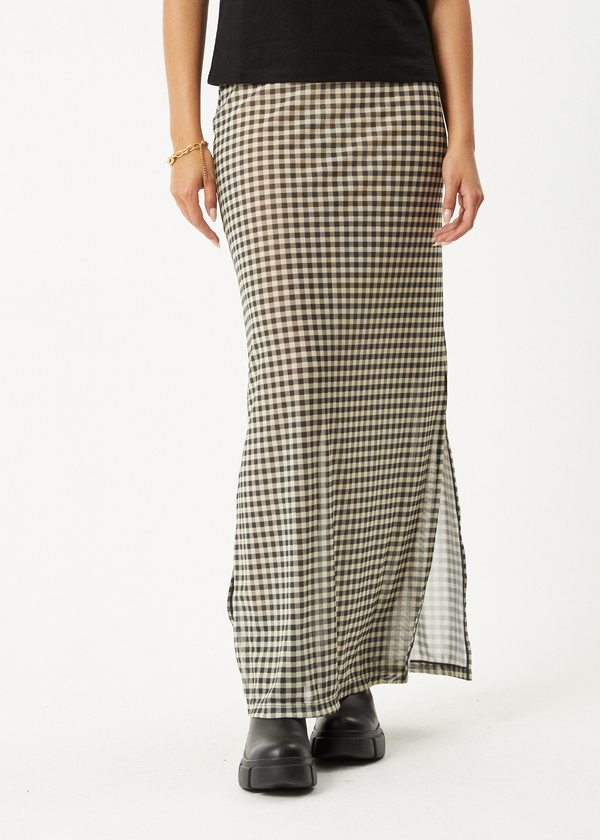 Afends Gambet - Sheer Maxi Skirt Black / Sand