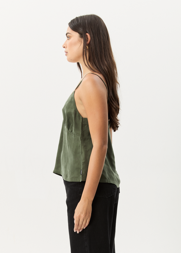 Afends Gemma - Cupro Cami Top Deep Green