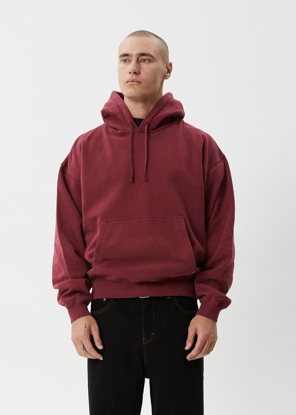 Afends Genesis - Boxy Hoodie Washed Burgundy