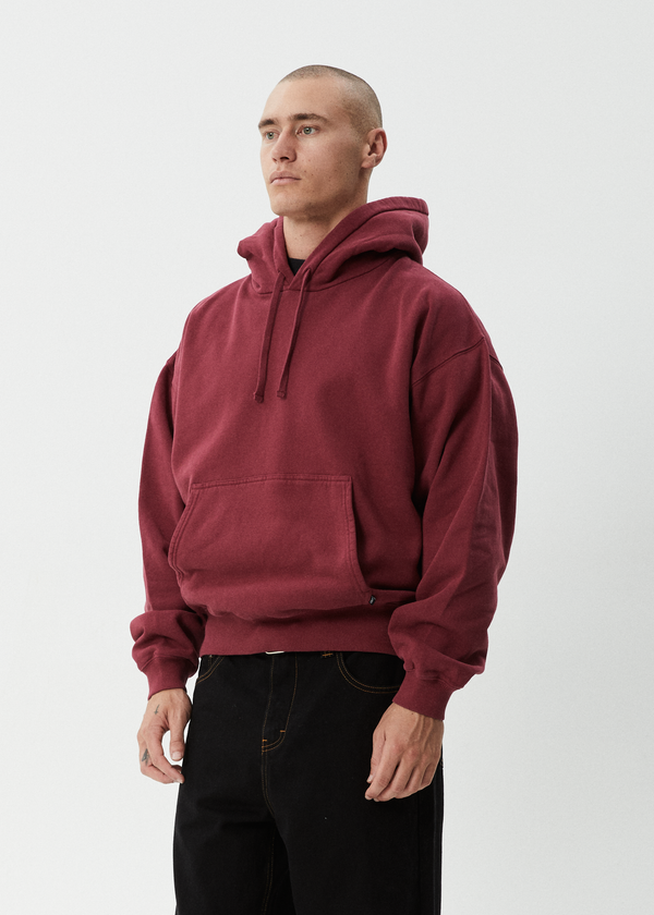 Afends Genesis - Boxy Hoodie Washed Burgundy