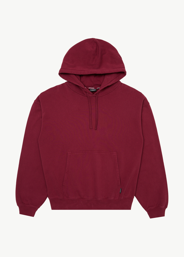 afends Genesis - Boxy Hoodie Washed Burgundy