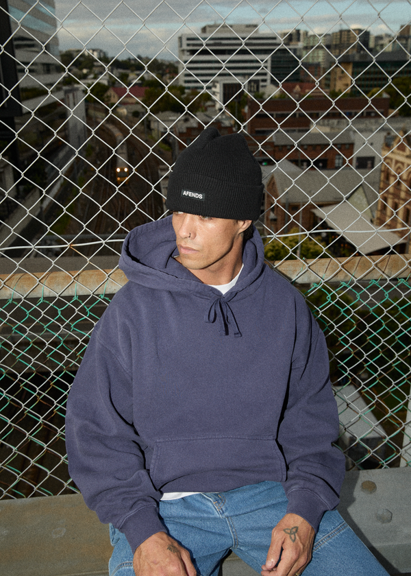 Afends Genesis - Boxy Hoodie Washed Deep Sea