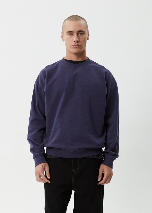 Afends Genesis - Crew Neck Jumper Washed Deep Sea